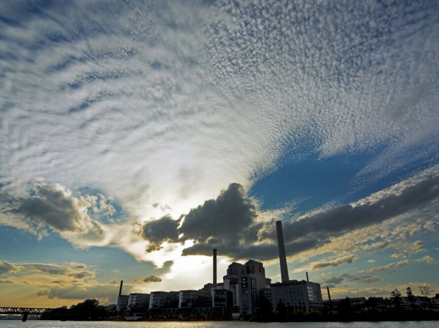 blue sky industrial landscape