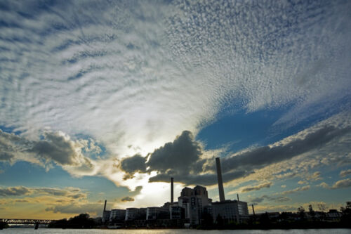 blue sky industrial landscape